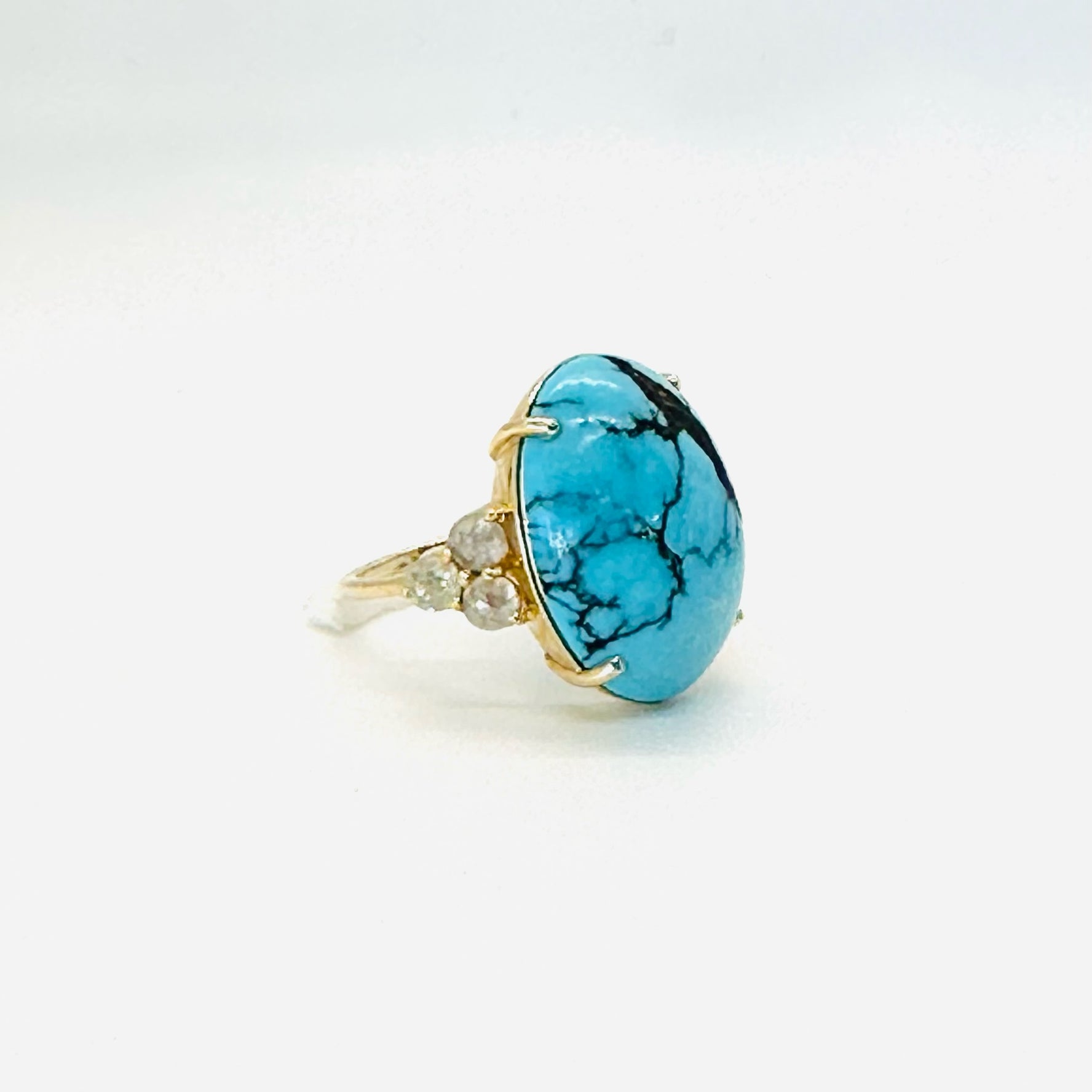 14k gold and turquoise statement ring