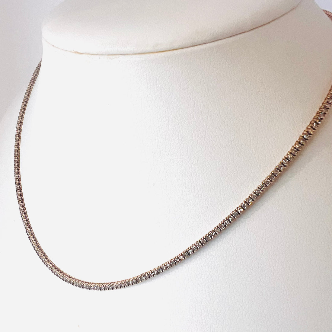 14k gold champagne diamond tennis necklace