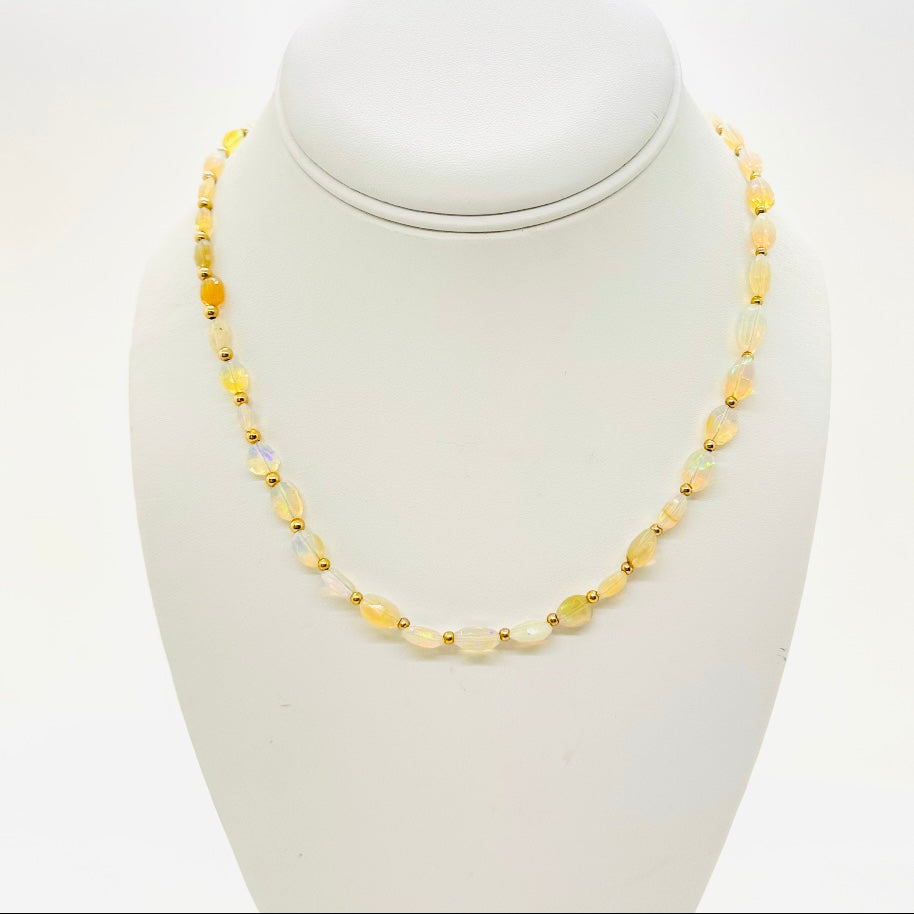 opal and gold beaded necklace