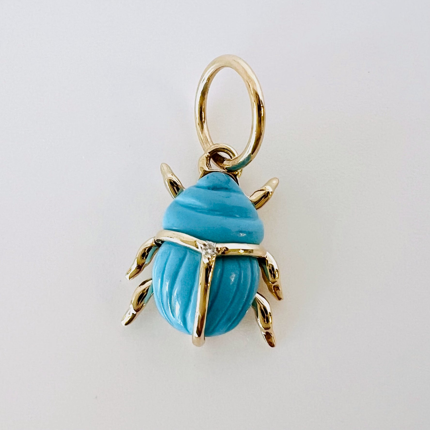 14k gold and turquoise bug pendant/charm