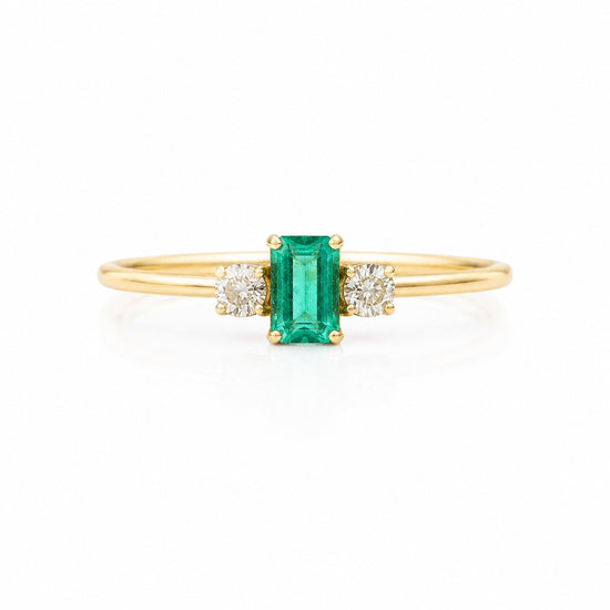 14K gold emerald and citrine ring