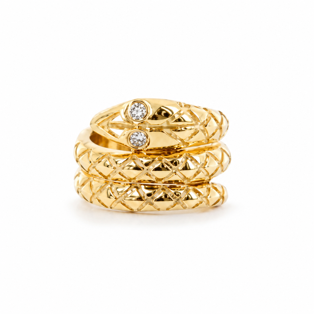 14k gold snake with diamond eyes rondelle