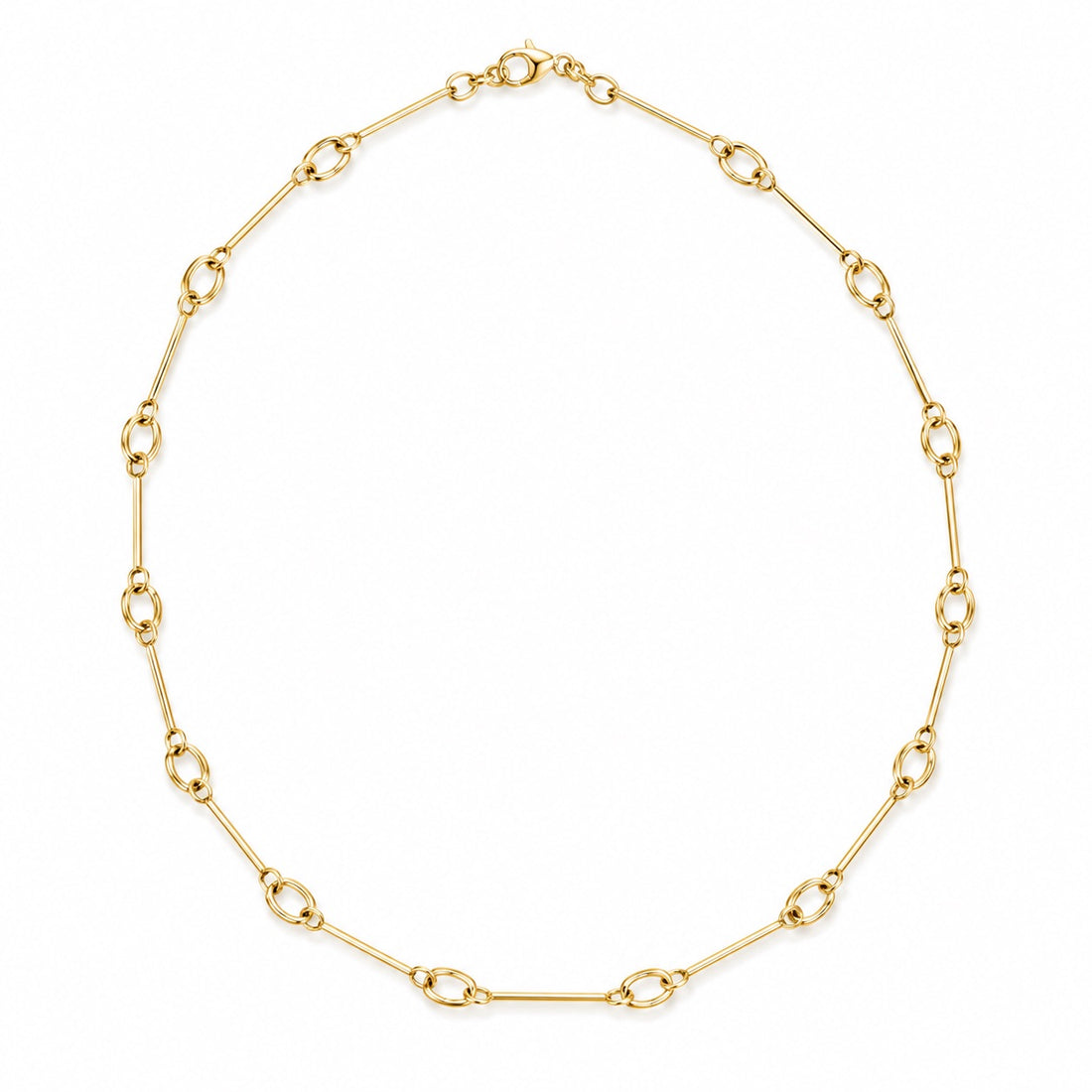 14K Gold Alternating Bar and Oval Link Chain Necklace by JAG Jewelry and Goods, alternate view