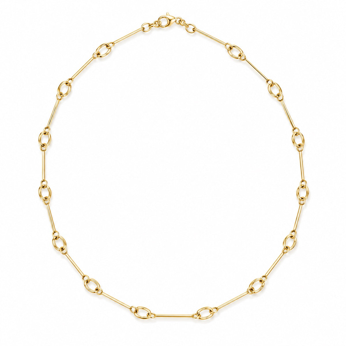 14K Gold Alternating Bar and Oval Link Chain Necklace by JAG Jewelry and Goods, alternate view