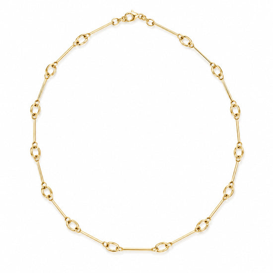 14K Gold Alternating Bar and Oval Link Chain Necklace by JAG Jewelry and Goods, alternate view