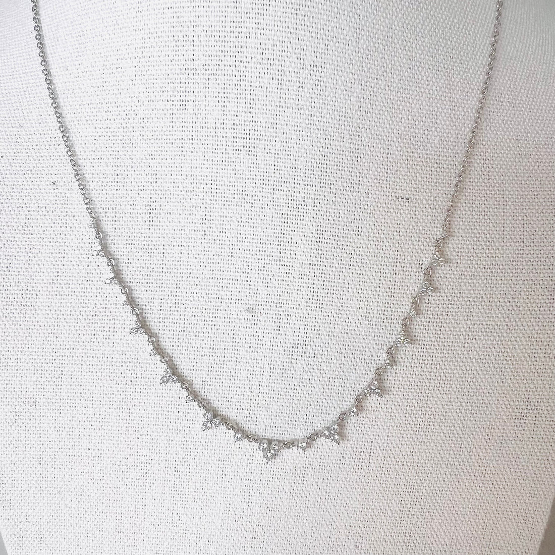 14k white gold diamond drop necklace