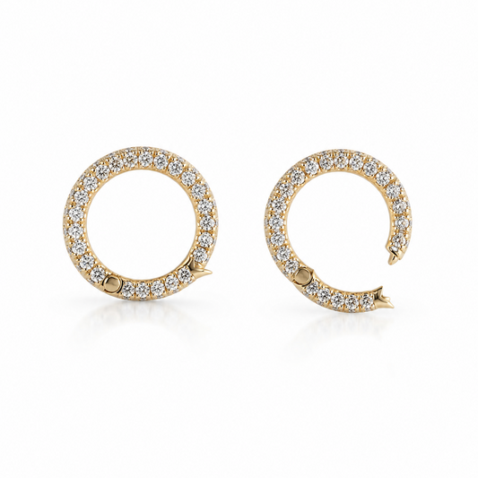 14k gold diamond pavé charm clasp