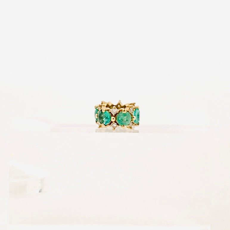 14k diamond and emerald rondelle