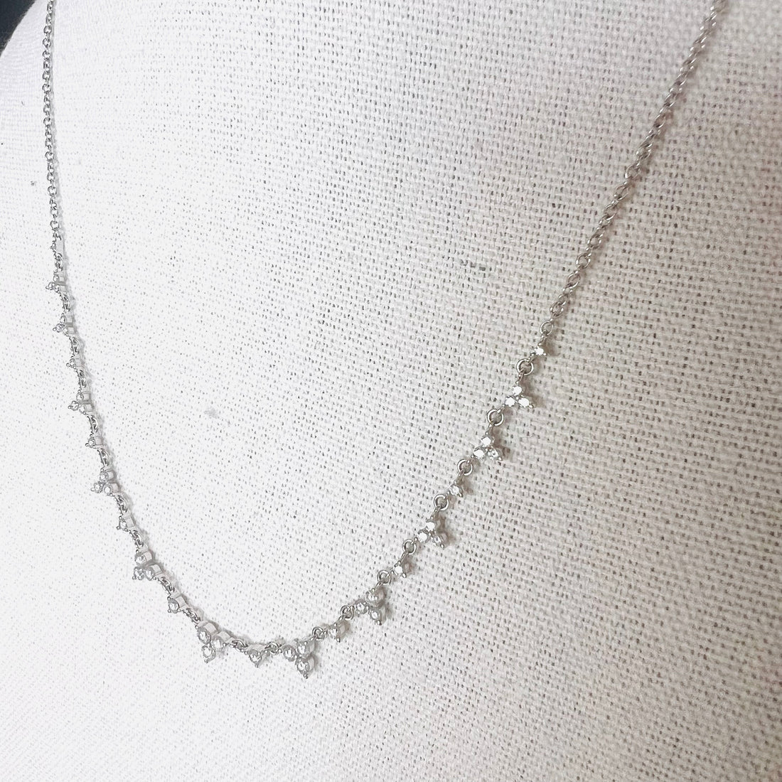 14k white gold diamond drop necklace