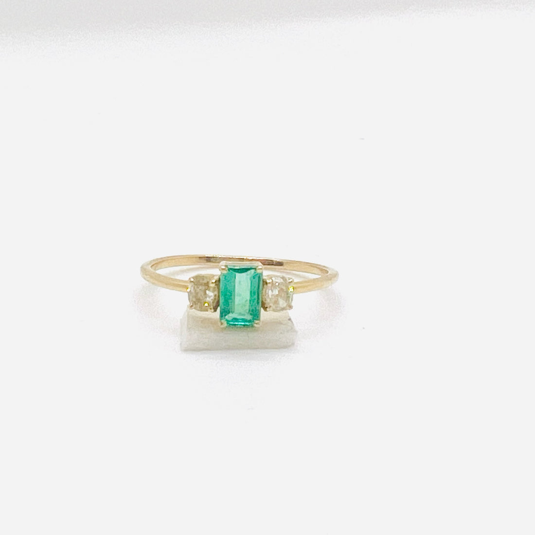 14k gold emerald and citrine ring