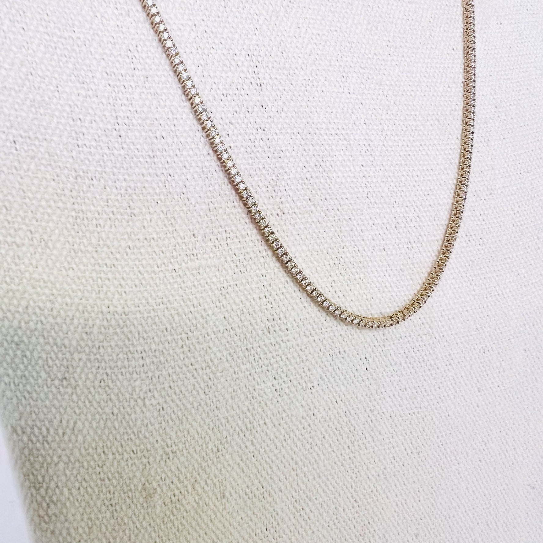 14k gold long diamond tennis necklace