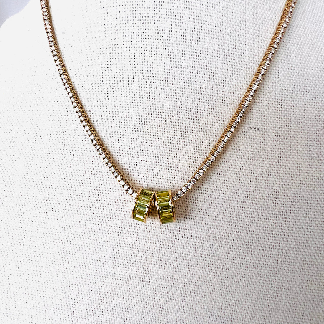 14k peridot baguette rondelle