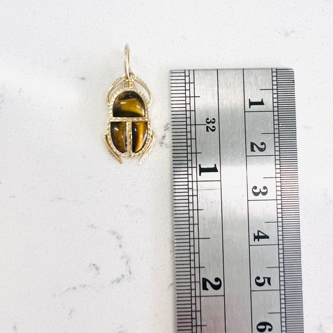 14k gold tiger eye bug pendant/charm