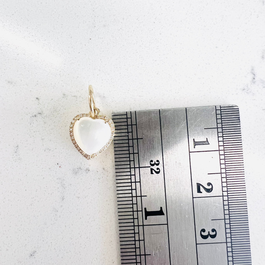 14k gold, diamond and mother of pearl heart pendant/charm