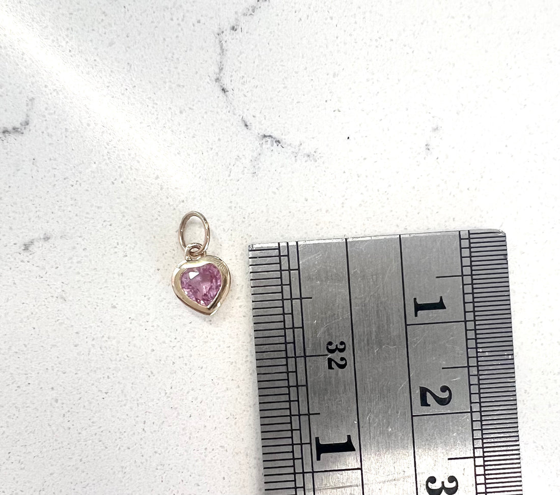 14k gold pink sapphire heart charm/pendant