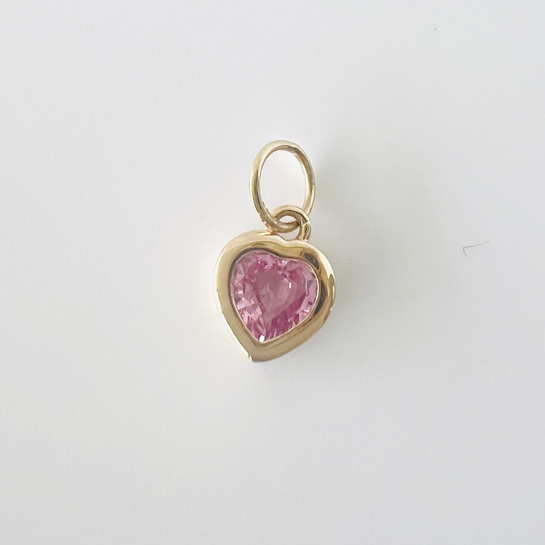 14k gold pink sapphire heart charm/pendant