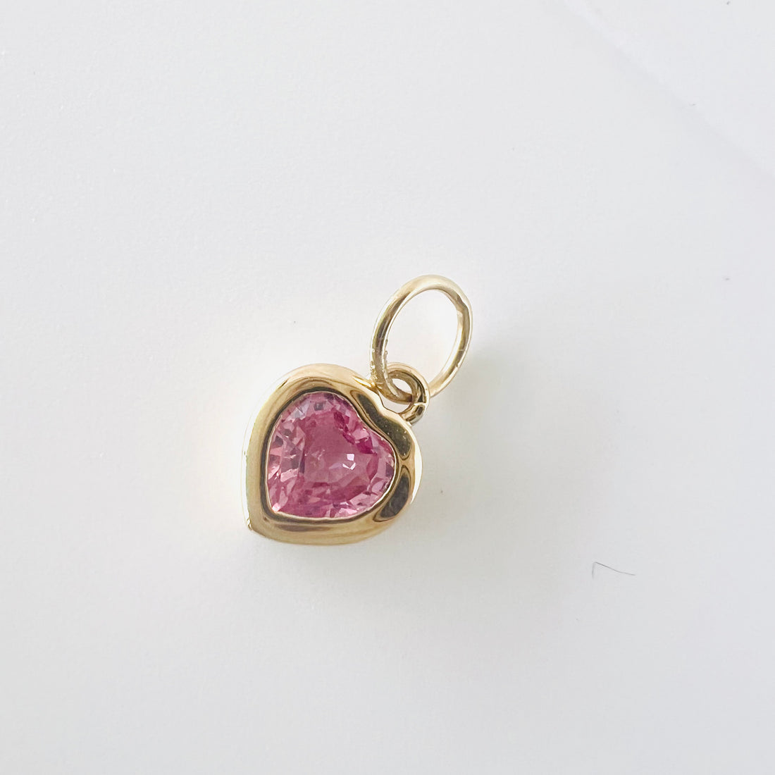 14k gold pink sapphire heart charm/pendant