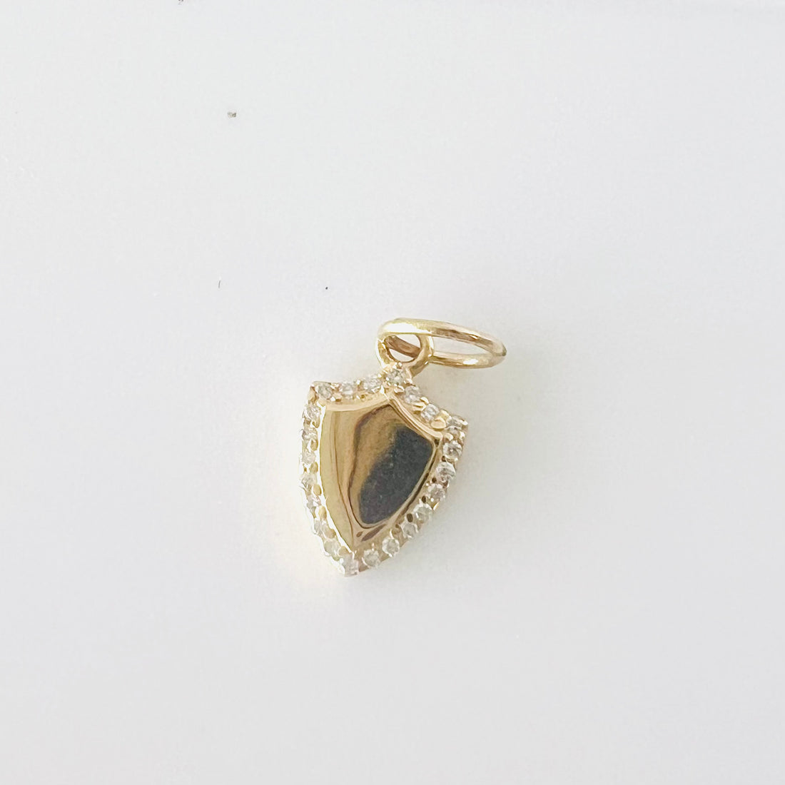 14k gold diamond halo shield charm/pendant