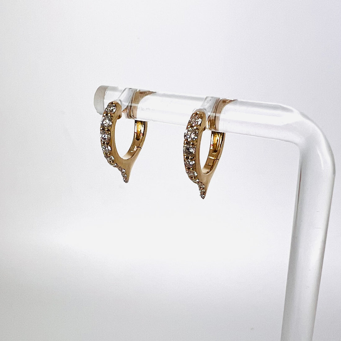 14k gold and diamond small dagger huggies