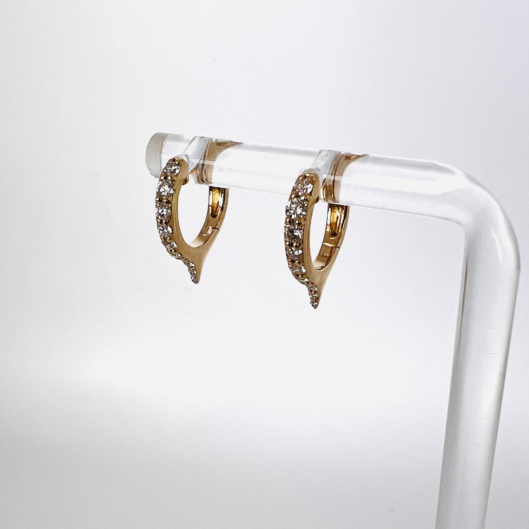 14k gold and diamond small dagger huggies