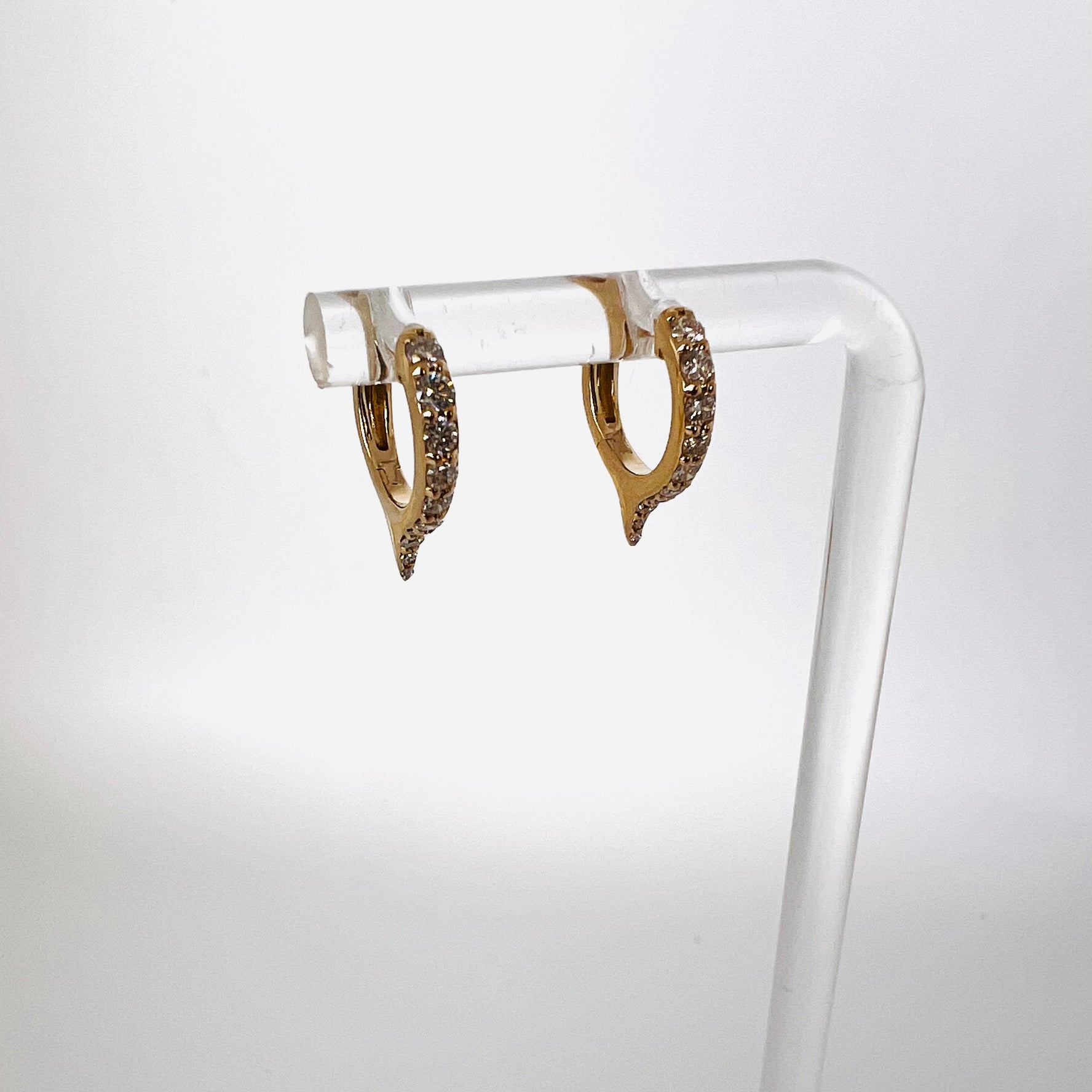 14k gold and diamond small dagger huggies