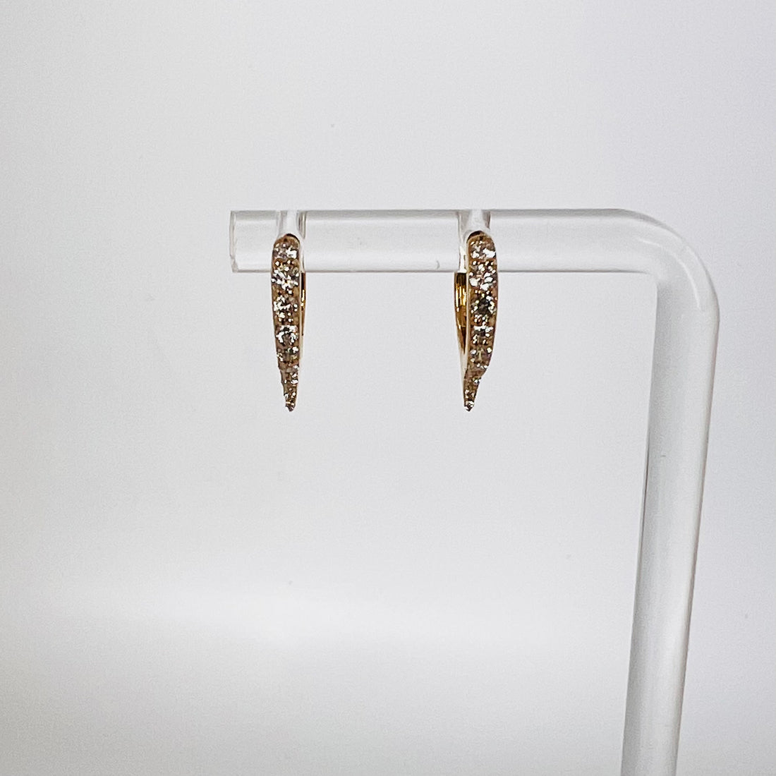 14k gold and diamond small dagger huggies