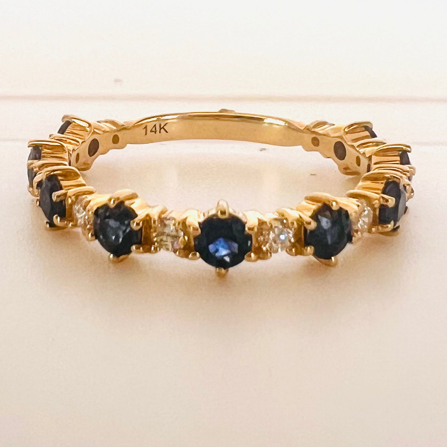 rich blue sapphire and diamond band