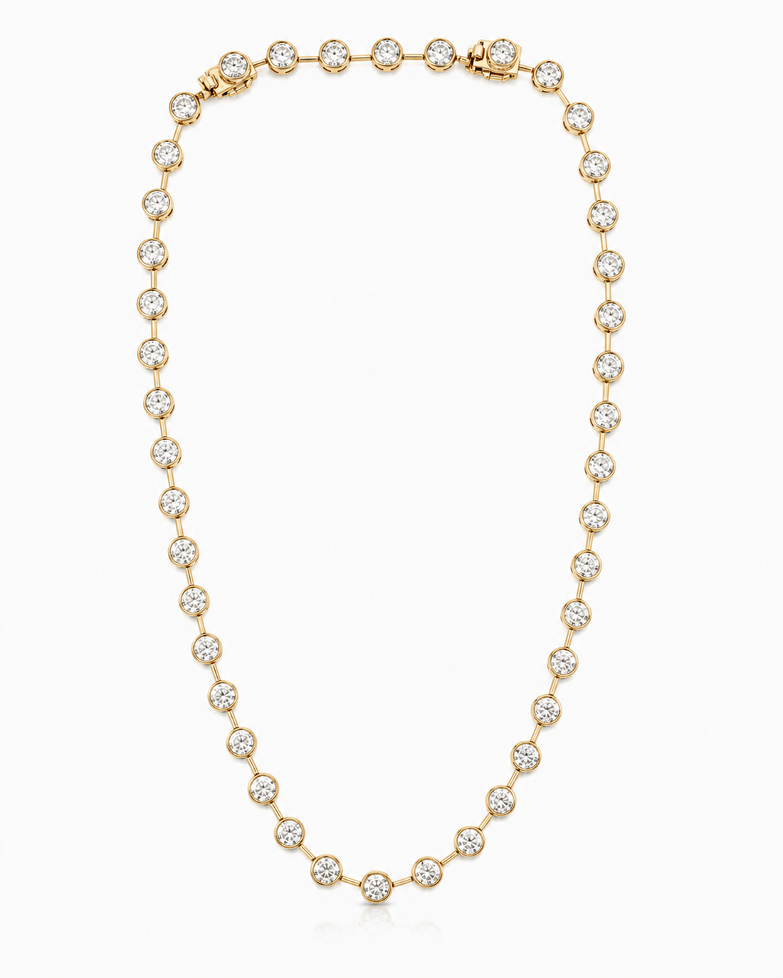14K Gold Lab Diamond Bezel Tennis Necklace, 17ctw