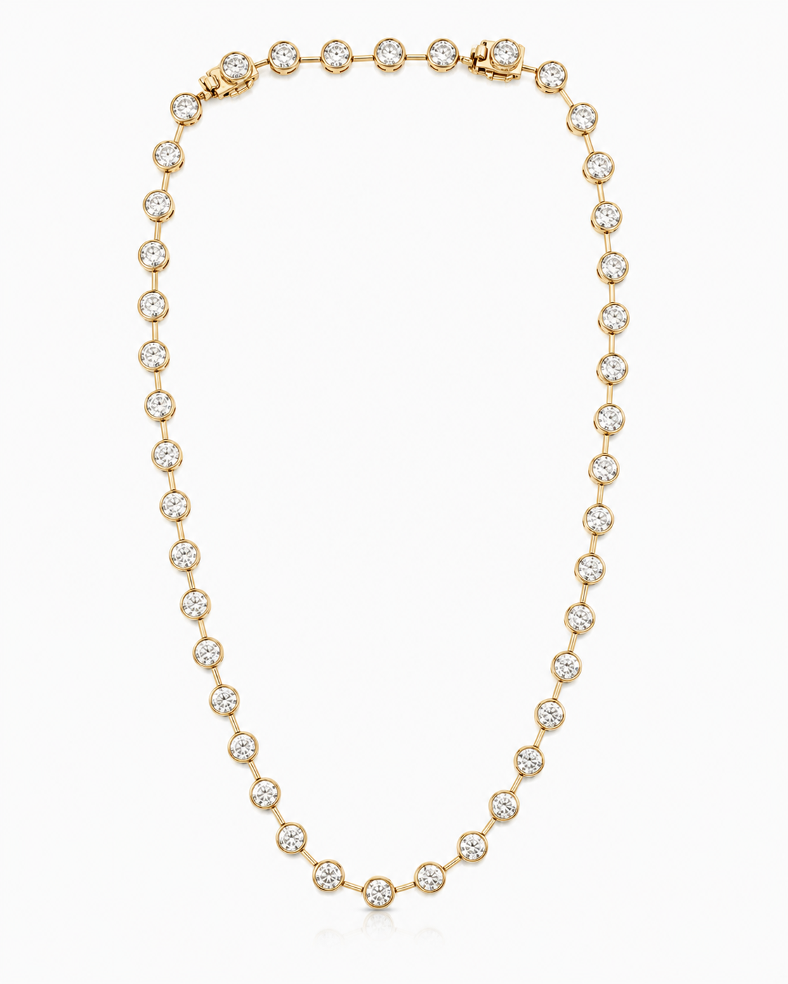 14K Gold Lab Diamond Bezel Tennis Necklace, 17ctw