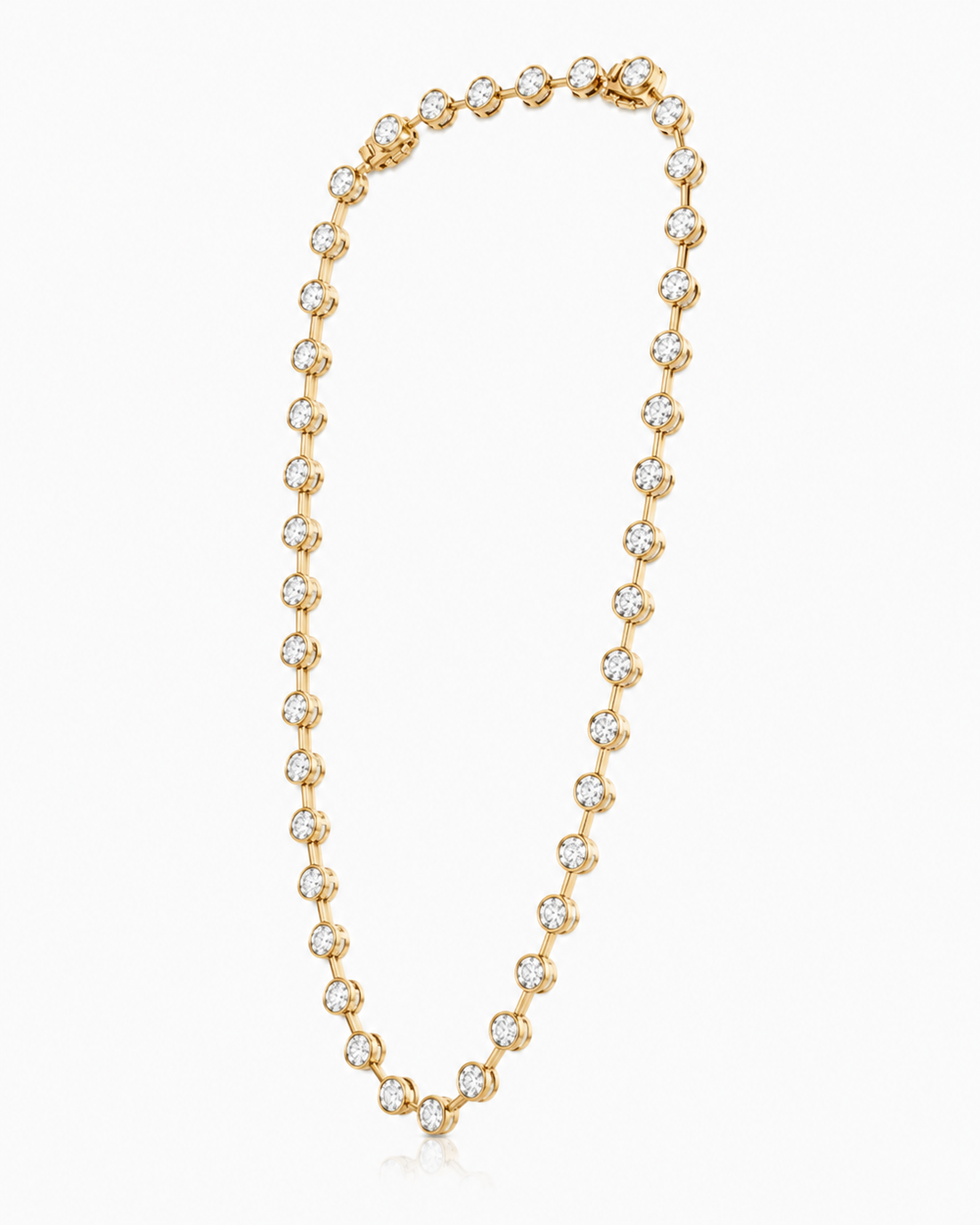 14K Gold Lab Diamond Bezel Tennis Necklace, 17ctw