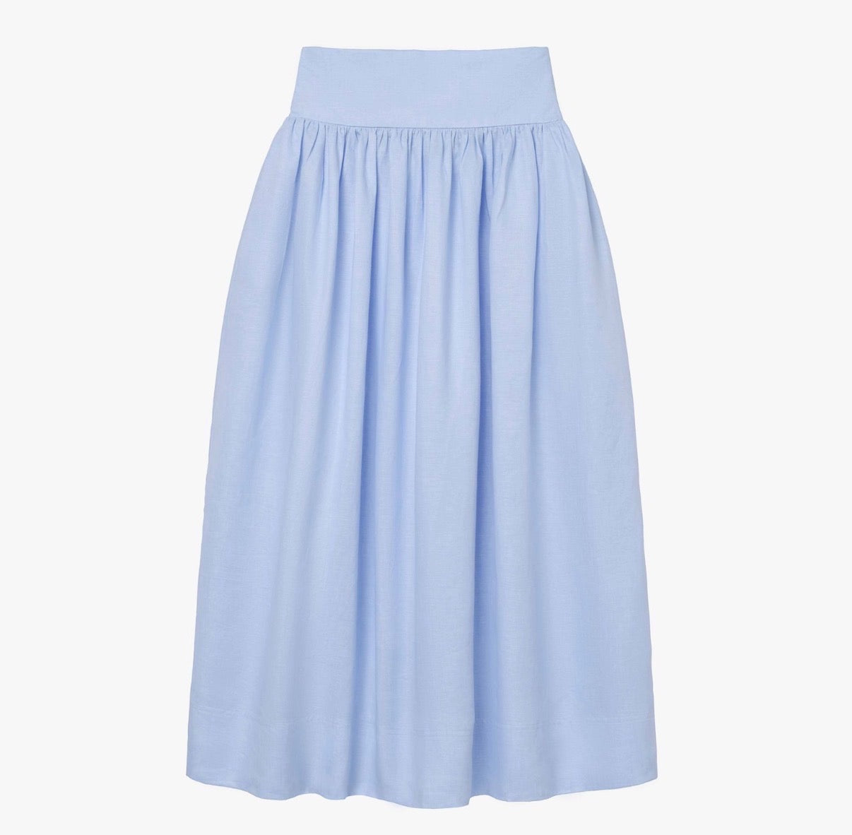 The BELLE Pleated Skirt in Powder Blue Linen