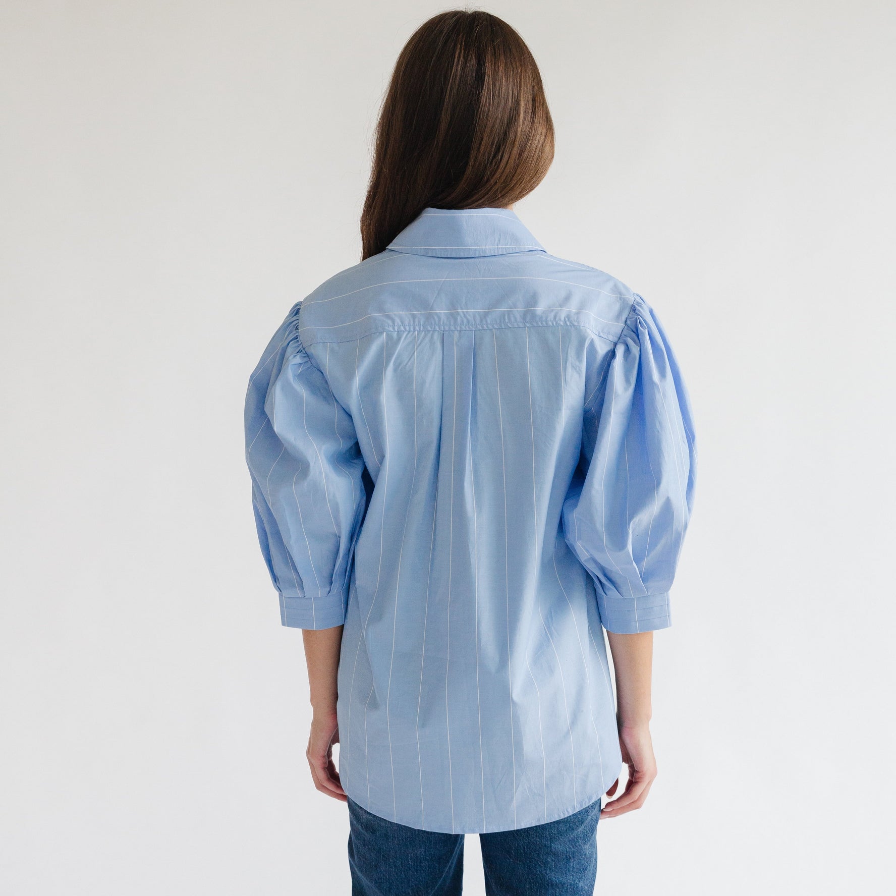 the JILL top in blue stripe