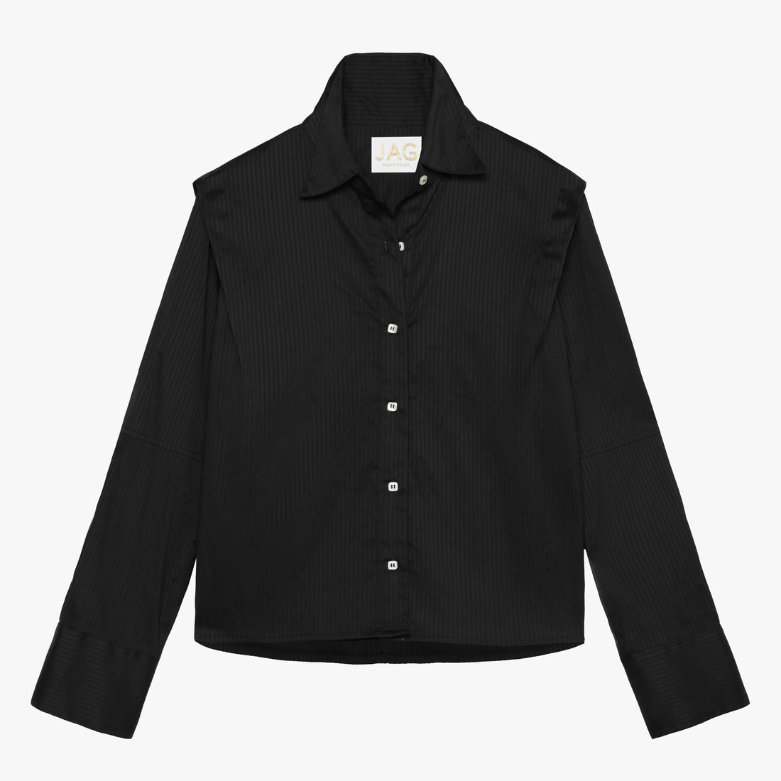 The GEORGETTE Top in Black Tone-on-Tone Stripe