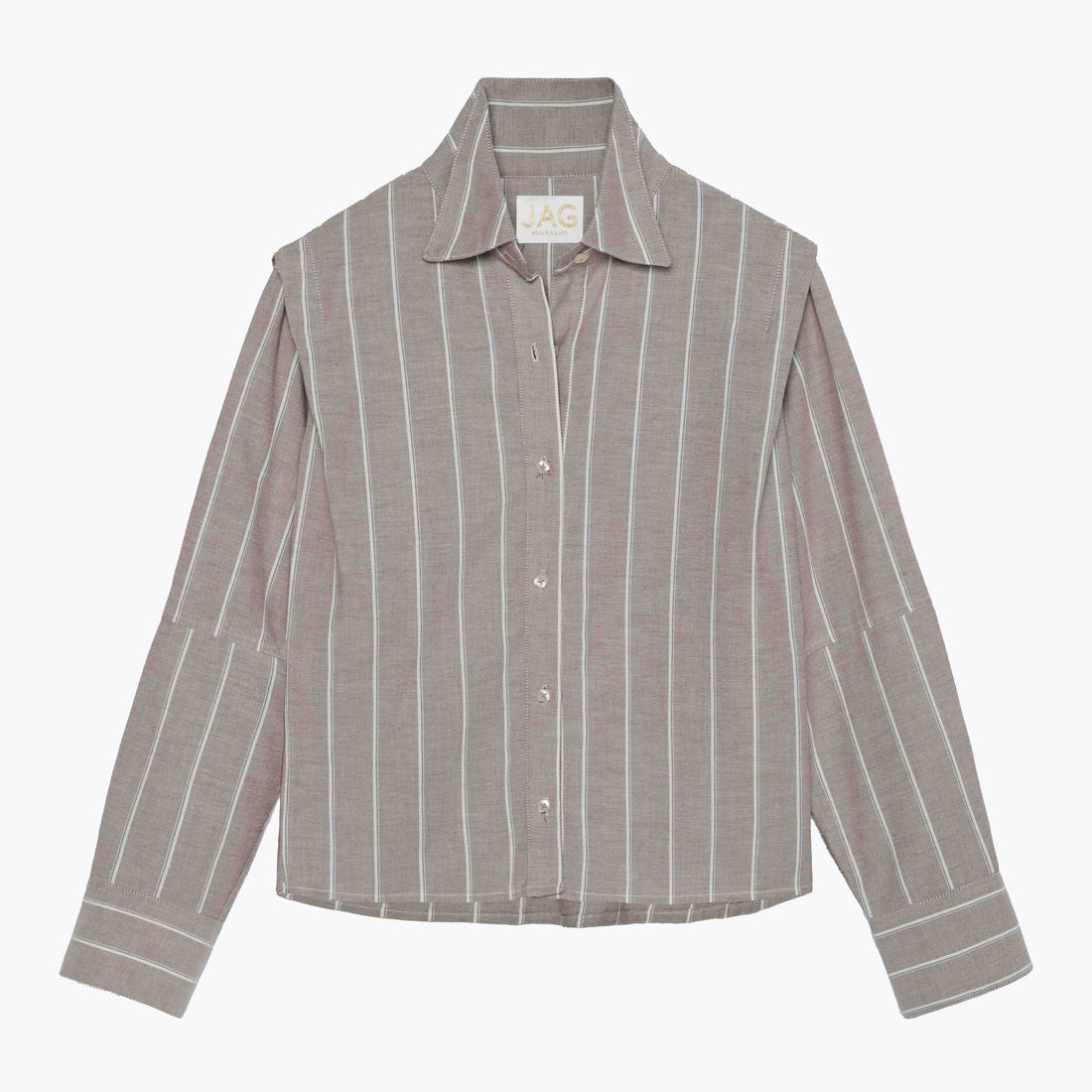 The GEORGETTE Top in Brown Oxford Stripe