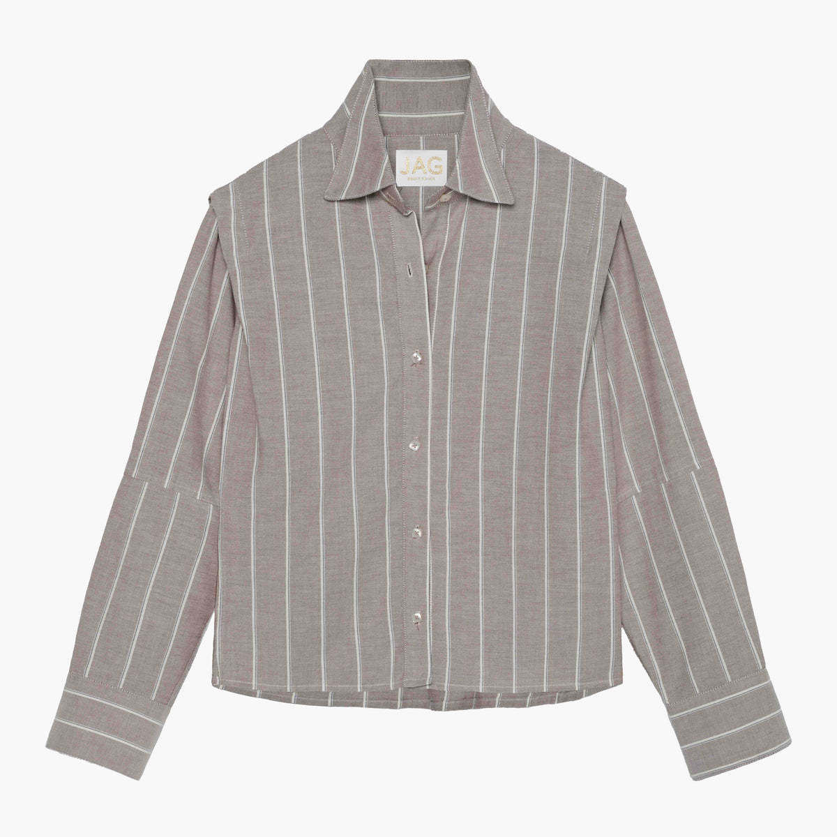 The GEORGETTE Top in Brown Oxford Stripe