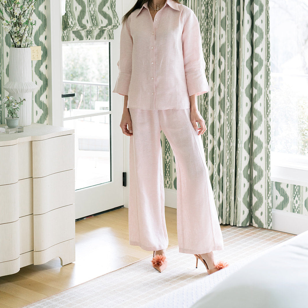 the PATTY in pale pink linen