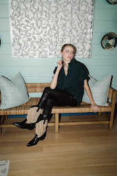 The RENEA Top in Peacock Blue Print