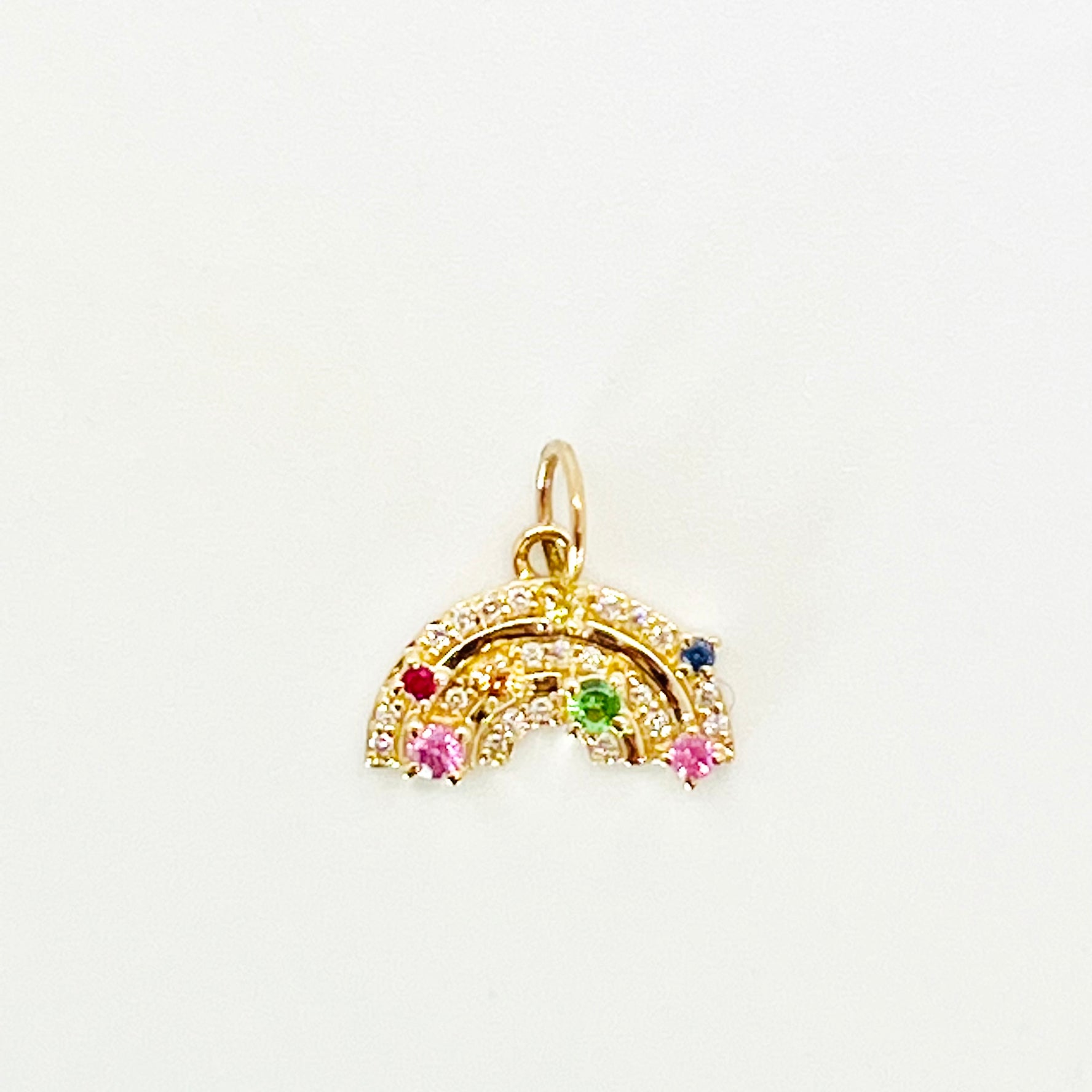 14k diamond and 7 brilliant stone rainbow charm