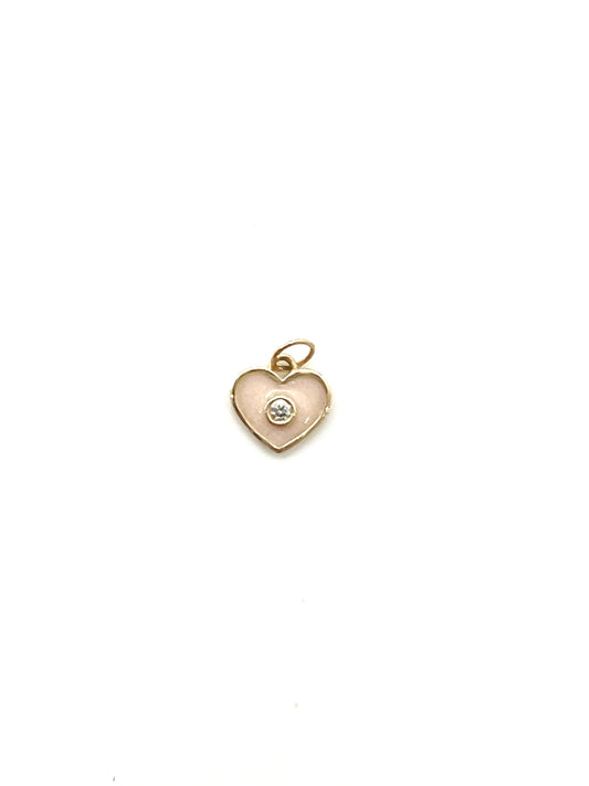 14K gold diamond heart charm, single