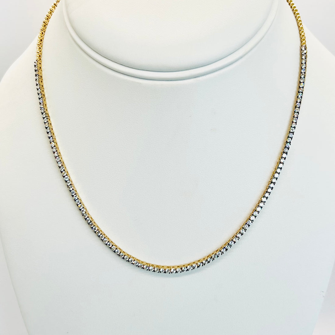 14k gold blackened diamond tennis necklace