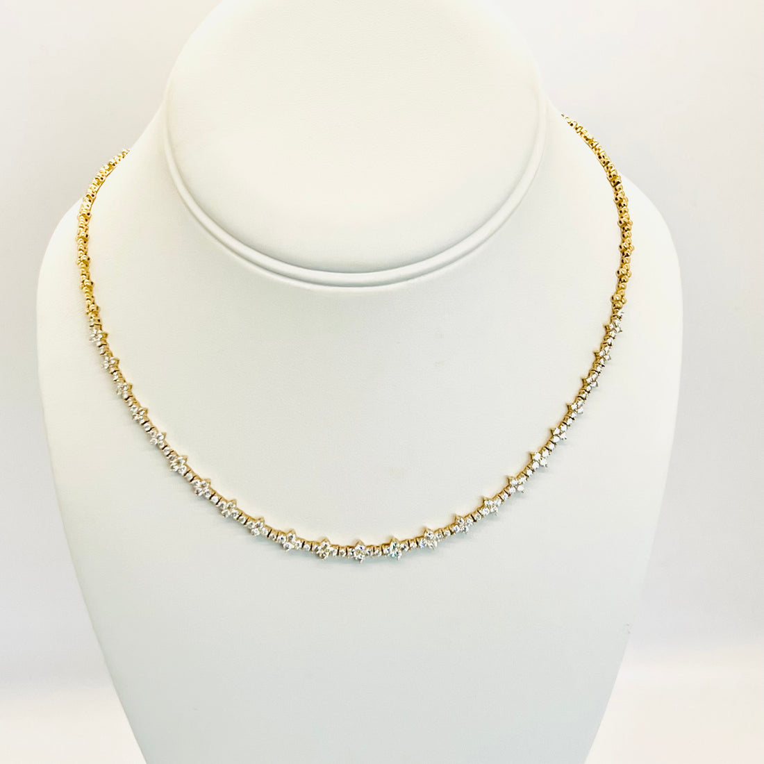 14k gold diamond flower tennis necklace