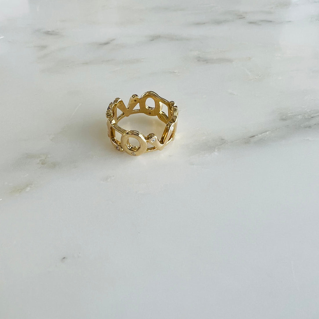 Love diamond and gold ring