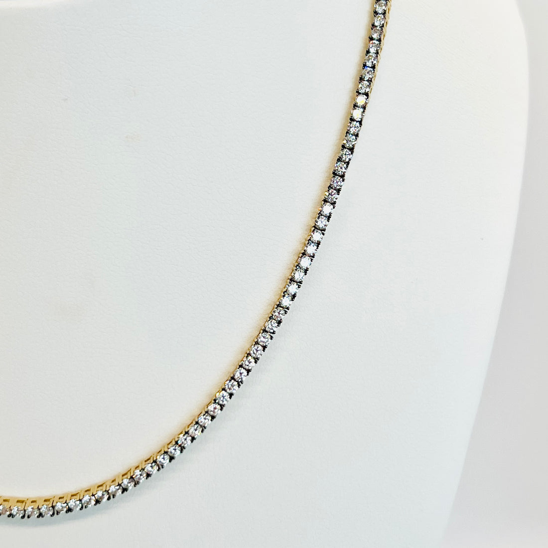 14k gold blackened diamond tennis necklace