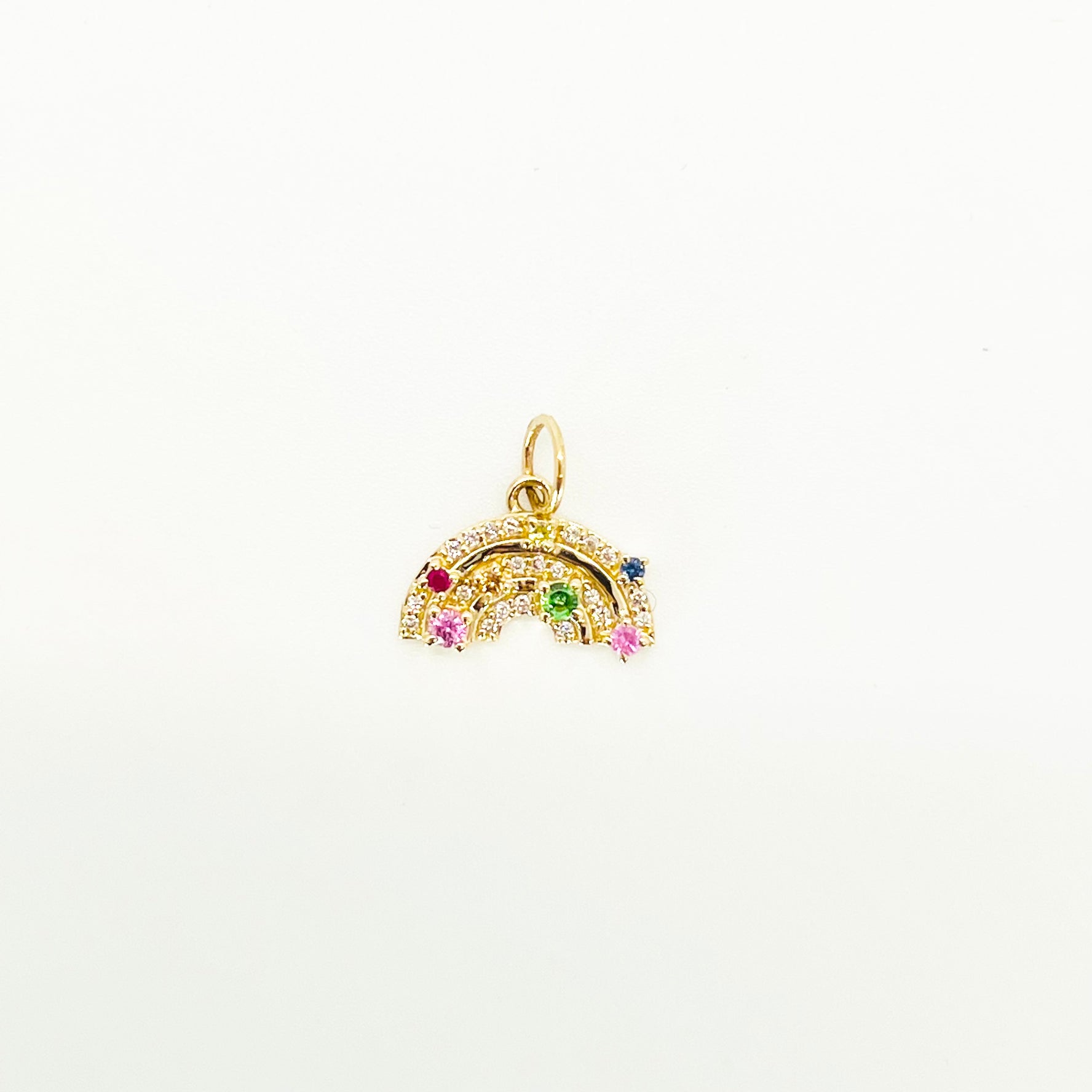 14k diamond and 7 brilliant stone rainbow charm