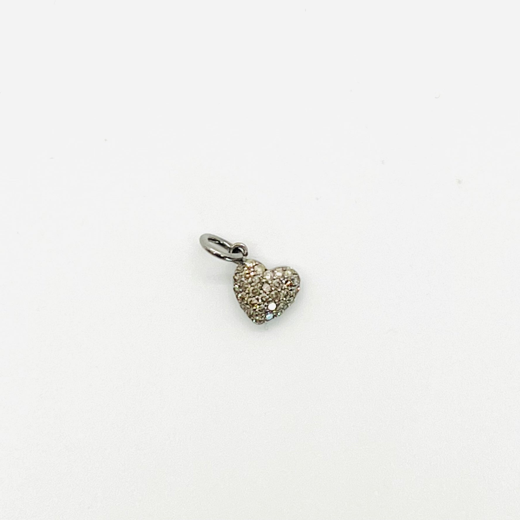 oxidized silver heart with pave diamonds