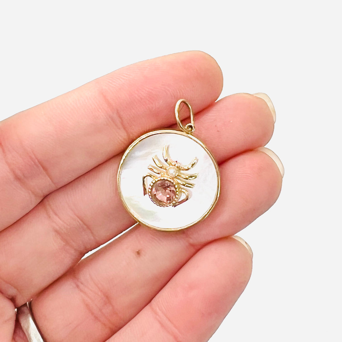 mother of pearl spider pendant
