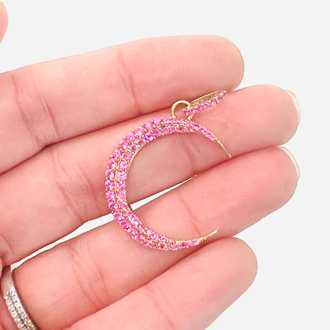 pink sapphire moon charm