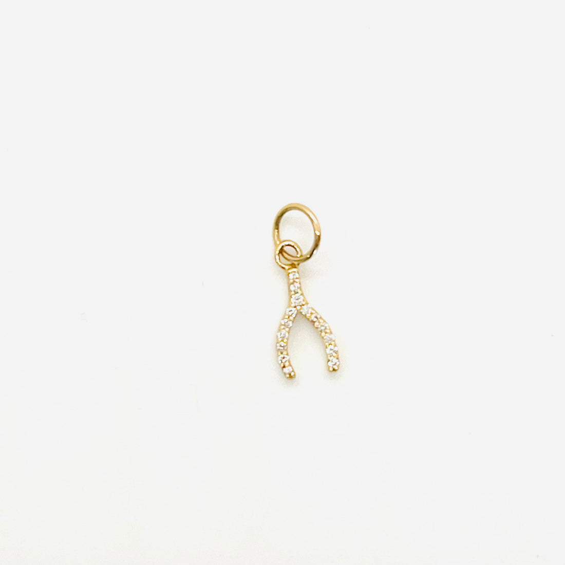 tiny diamond wishbone charm