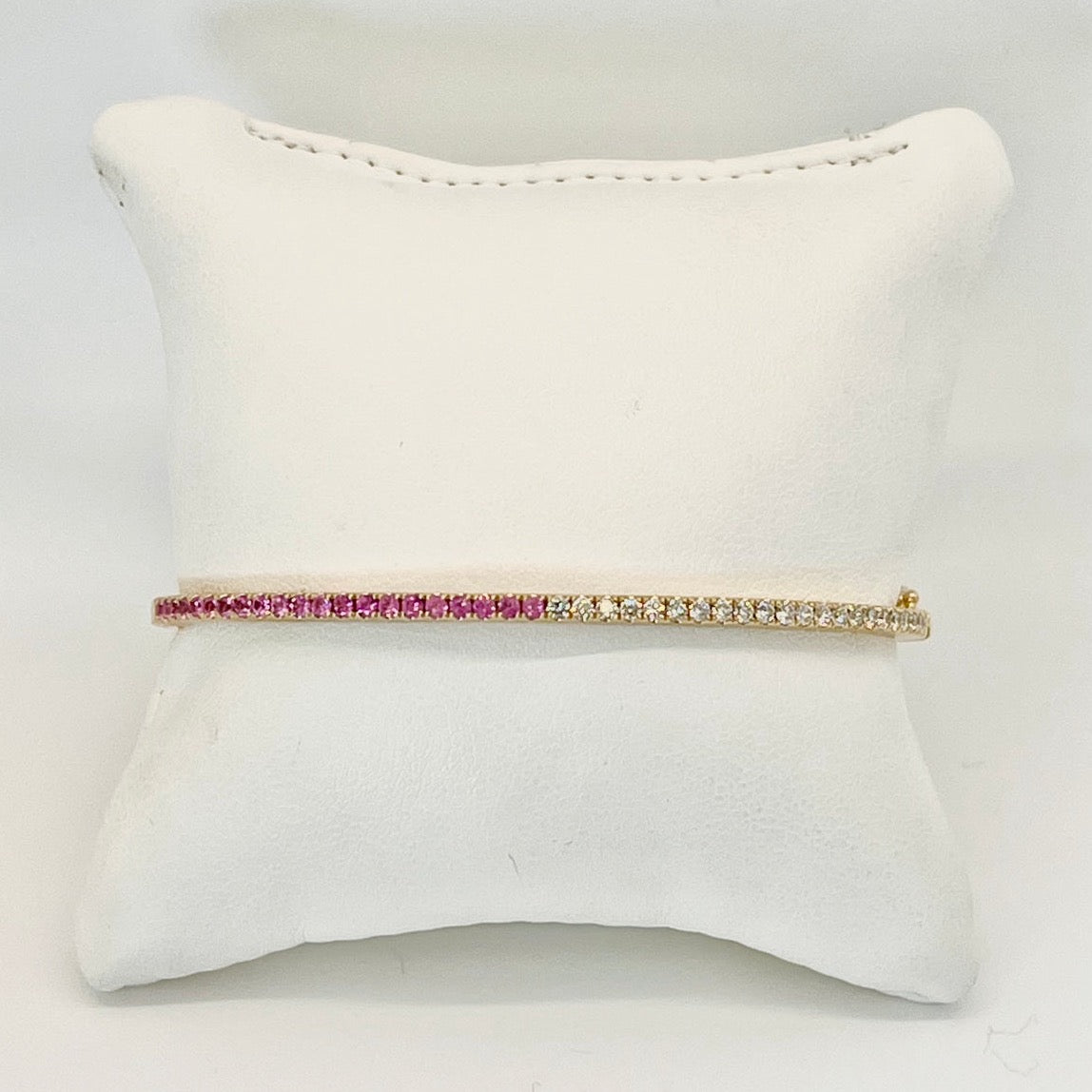 diamond and pink sapphire bangle bracelet